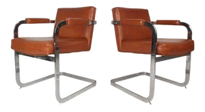 Mid-century Modern Cantilever Chairs by Milo Baughman - a Pair