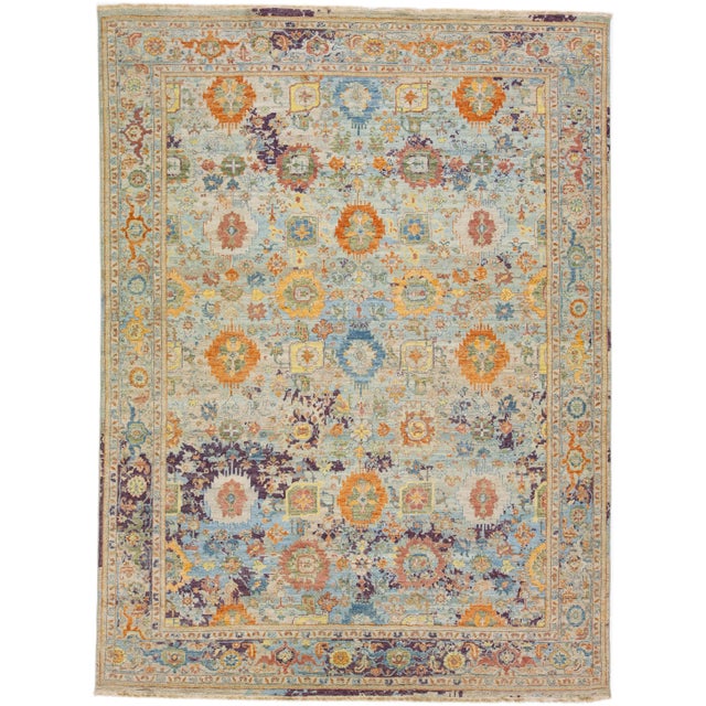 Textile 2020s Multicolor Handmade Persian Tabriz Style Wool Rug Allover Design by Apadana For Sale - Image 7 of 7