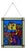 Hanging Stained Glass Window with Knightly Motif and Castle in Colored Glass For Sale