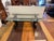 Transparent Contemporary Sculptural Trestle Wood + Glass Dining Table For Sale - Image 8 of 12