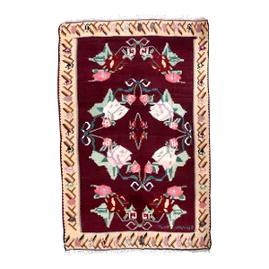 1960s Handmade Antique Romanian Bessarabian Kilim 6.8' X 10'