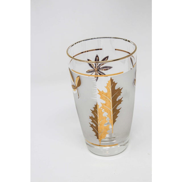 Vintage Libbey Cocktail Glasses Set, Frosted Glass with Gold Leaf For Sale - Image 13 of 18