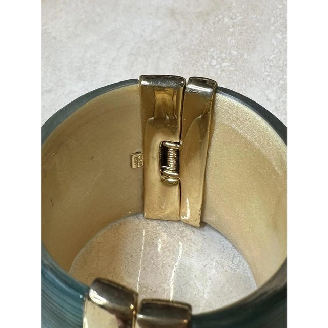 Vintage Boho Alexis Bittar Gold & Blue Cuff For Sale - Image 10 of 12