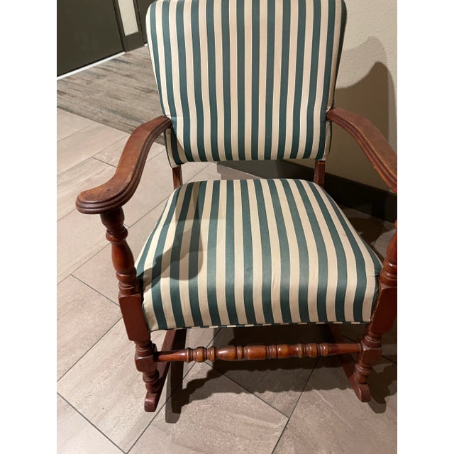 Early 20th Century Late Victorian (Thonet-Era) Striped Nursery or Accent Rocker For Sale - Image 4 of 7