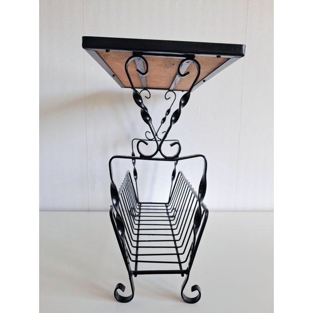 Rustic European Dutch Delft Tile Magazine Rack, Vintage Wrought Iron & Ceramic Tile Table, 1950s For Sale - Image 3 of 11