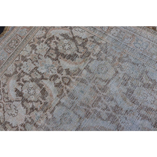 Brown Background Antique Persian Mahal With All-Over Floral Design in Orange 5 X 15 For Sale - Image 14 of 14