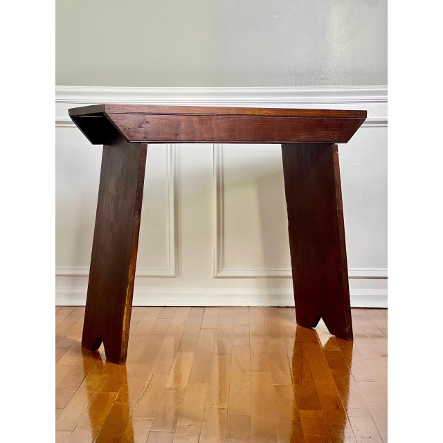 Antique Primitive Farmhouse Walnut Mortised Narrow Console or Workbench For Sale - Image 10 of 12