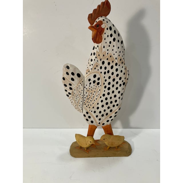 White Folk Art Spotted Chicken With Chicks For Sale - Image 8 of 8