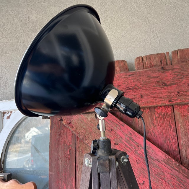 Industrial Vintage Industrial Photography Tripod Lamp With Adjustable Height For Sale - Image 3 of 13