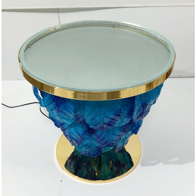 Not Yet Made - Made To Order Italian Delicatezza Gold Blue Murano Glass Leaves Table by Fabio LTD For Sale - Image 5 of 9