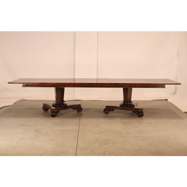 Custom Regency Style Burl Walnut Double Pedestal 12' Dining Table For Sale - Image 16 of 18