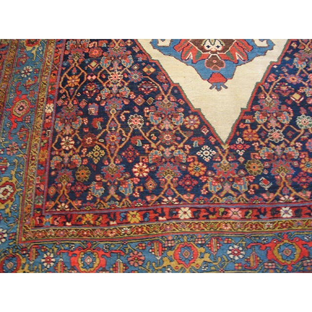 Traditional Outstanding Ivory and Red Color With Unique Medallion Design Antique Bijar Rug For Sale - Image 3 of 5