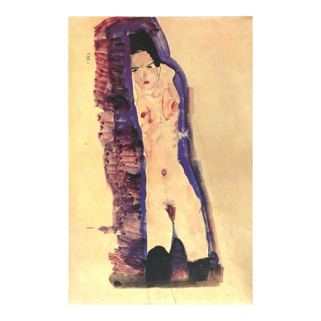 1981 Egon Schiele 8 Erotic Drawings Nude With Black Stocking For Sale