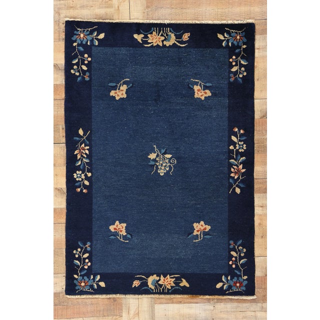 Antique Blue Chinese Peking Rug - 04'00 X 05'09 For Sale - Image 9 of 9