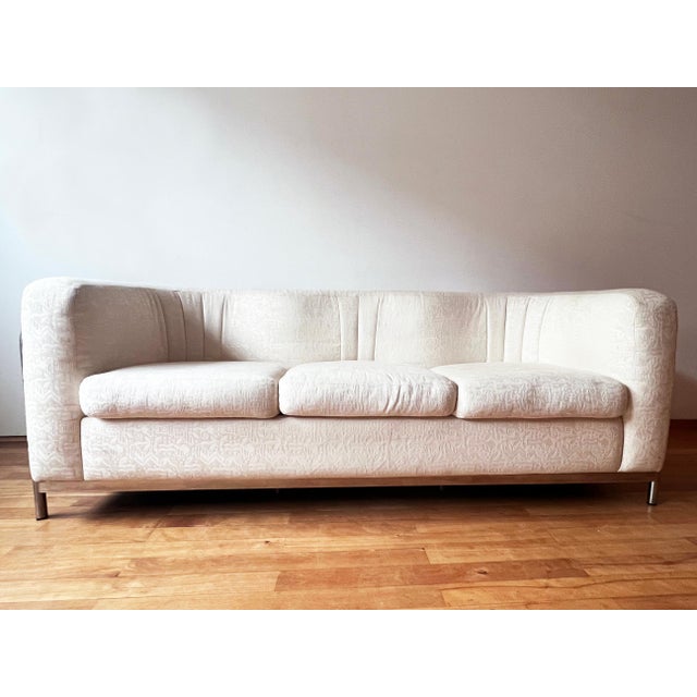 Vtg 'Onda' Sofa by De Pas D’Urbino + Lomazzi for Zanotta 1980s Cream + Chrome For Sale - Image 13 of 14