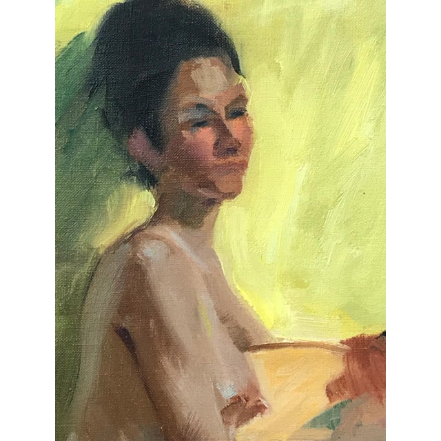 American Impressionist Oil Painting Nude Female With Balalaika by Harry Barton For Sale - Image 4 of 8