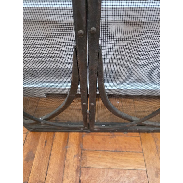 1980s XL Custom Forged Steel Fireplace Screen For Sale - Image 9 of 13