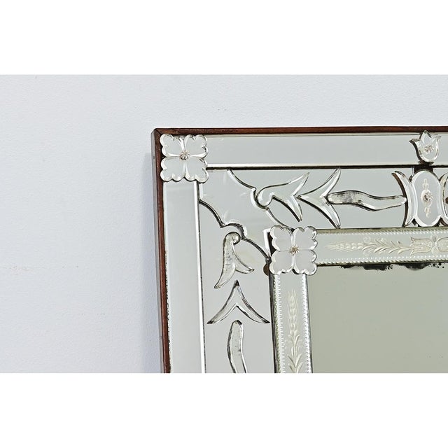 Wood Vintage Italian Venetian Style Mirror in Wood Frame For Sale - Image 7 of 14