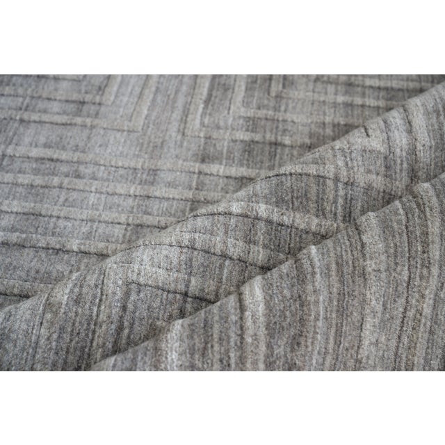 Exquisite Rugs Exquisite Rugs Castelli Handmade Bamboo Silk & Cotton Gray Rug-9'X12' For Sale - Image 4 of 7