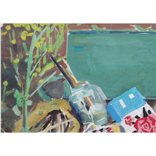 1970s Unnamed Artist, Life on Sunday, 1976, 1970s, Gouache on Paper, Framed For Sale - Image 5 of 6