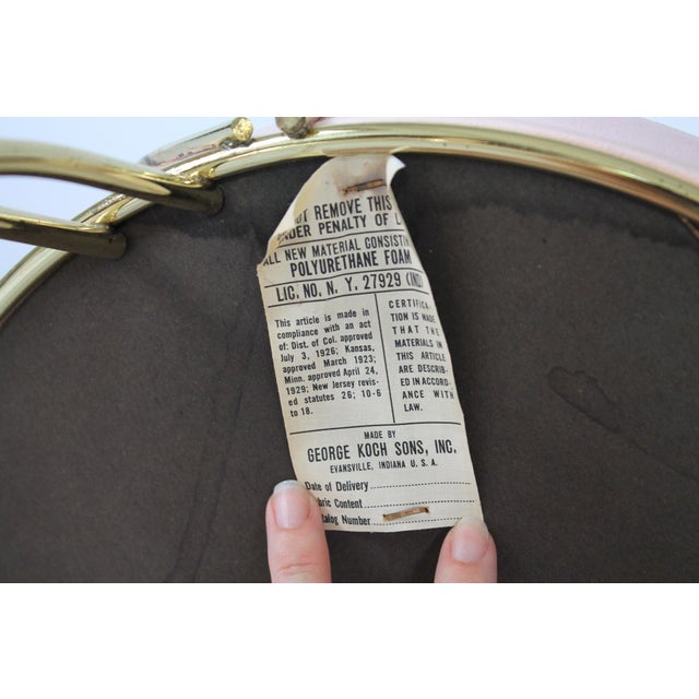 Vintage Pale Pink & Brass Vanity Seat / Stool / Chair For Sale - Image 16 of 16