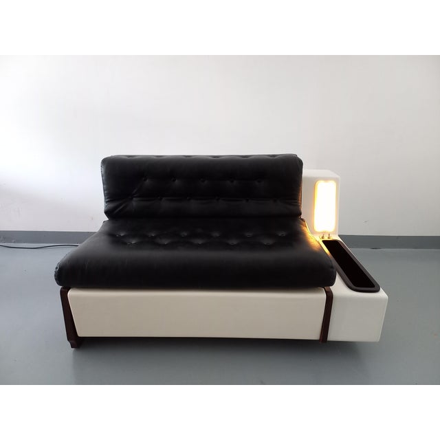 Textile Vintage Italian Sofa Bed with Integrated Lighting in Skai, Fiberglass and Rosewood by Beka Tortuga, 1970s For Sale - Image 7 of 18