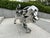 ✦ Handcrafted in stainless steel — a 41"x13"h.27" (cm.104x33x69) geometric lion sculpture with a mirror-polished finish....