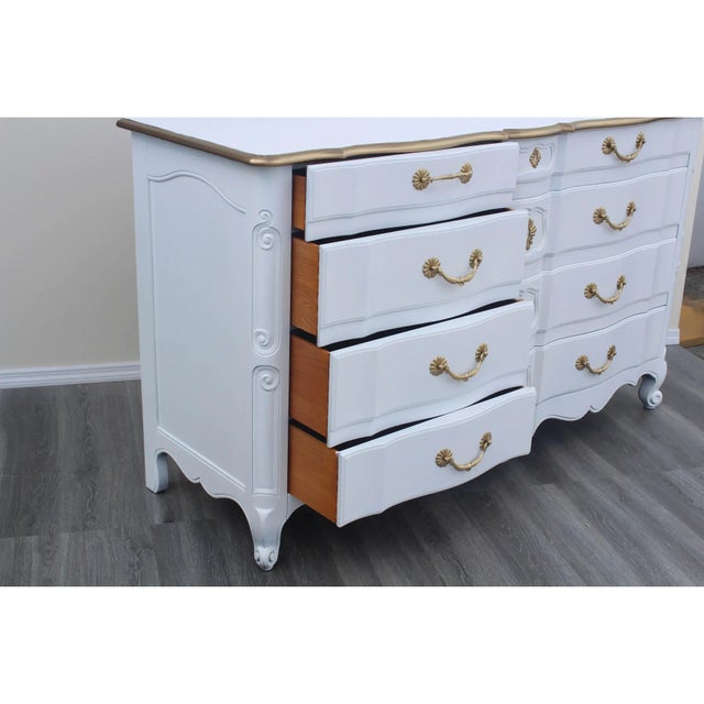 1970's French Style White and Gold Dresser by John Widdicomb For Sale - Image 12 of 12