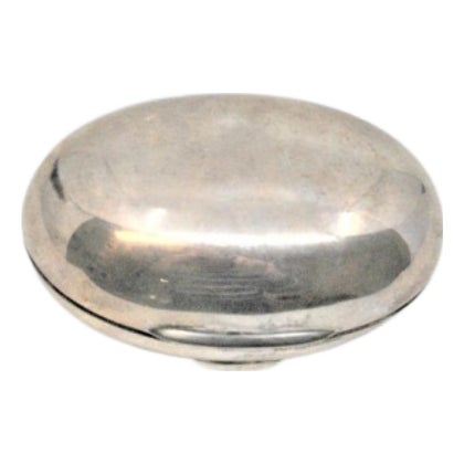 Smooth Silver Oval Shaped Soap Dish with Hinged Lid For Sale
