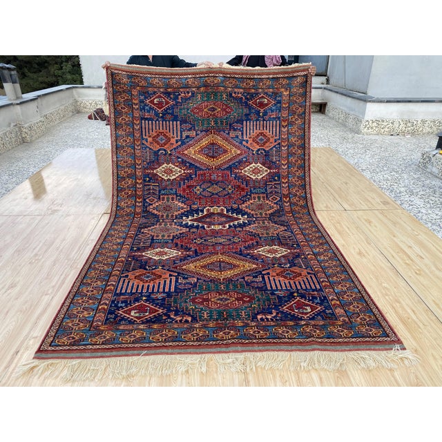 Textile Vintage Baluch Wool Area Rug, Tribal Medallion Pattern For Sale - Image 7 of 8
