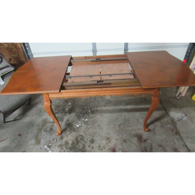 1940s French Dining Room Table Walnut Vintage Carved For Sale - Image 6 of 9