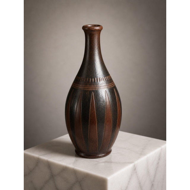Mid-Century Modern Swedish Wallåkra Stoneware Vase by Arthur Andersson, 1950s For Sale - Image 3 of 9