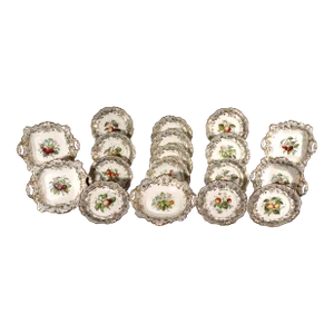 Ridgway Porcelain Botanical Eighteen Piece Desert Service With Fruit