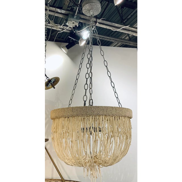Made Goods Made Goods Organic Modern Cream Coco Beads Carmen Chandelier For Sale - Image 4 of 4