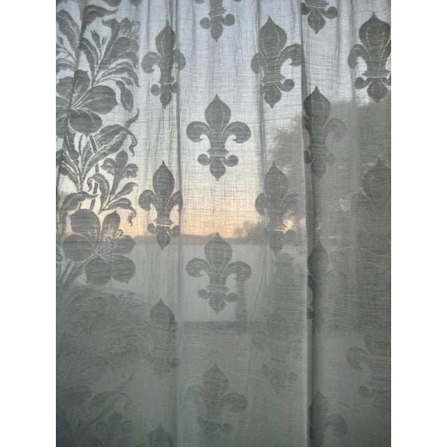 French Royal Fleur De Lys Curtain -Sheer Mid 18 Hundreds For Sale - Image 14 of 14