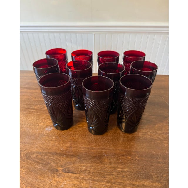 Mid 20th Century Traditional Cristal D’Arques Durand Ruby Red Tumblers - 11pcs For Sale - Image 10 of 12