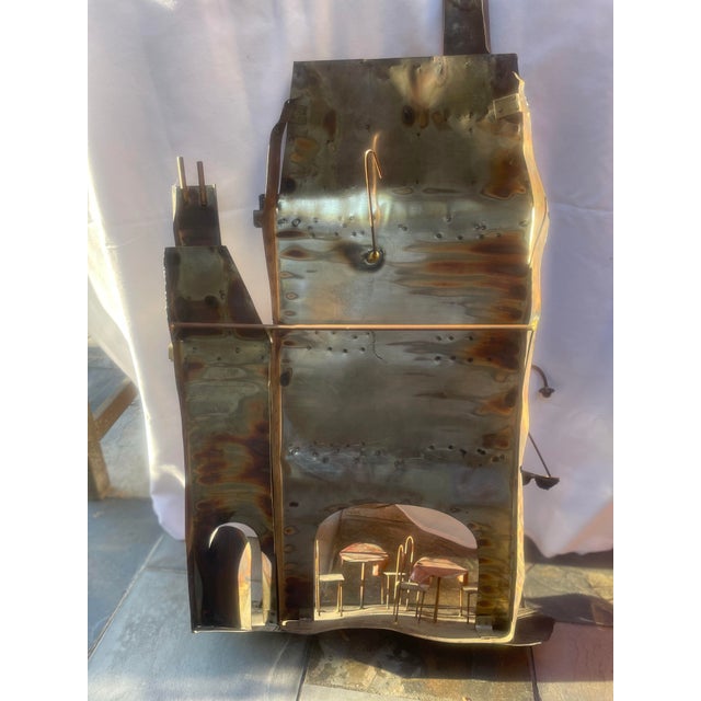 1960’s Torch Cut Brass,steel and Copper of a Bordello With Ladies of the Night Sculpture. For Sale - Image 10 of 12