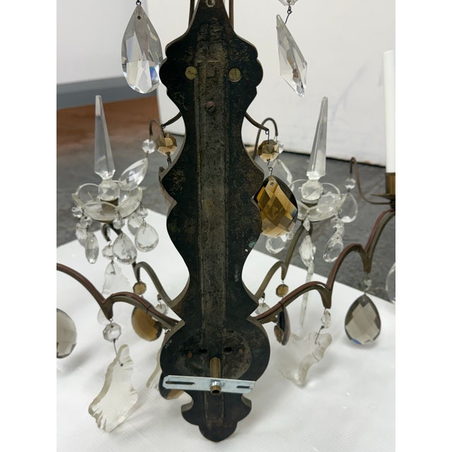 Hollywood Regency Crystal Prism Five Light Wall Sconce, Vintage For Sale - Image 12 of 12