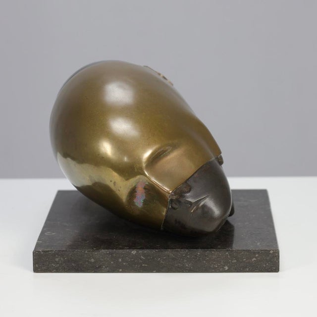 1990s Jos Van Vreeswijk, Masked Face, 1990s, Bronze on Stone Base For Sale - Image 5 of 8