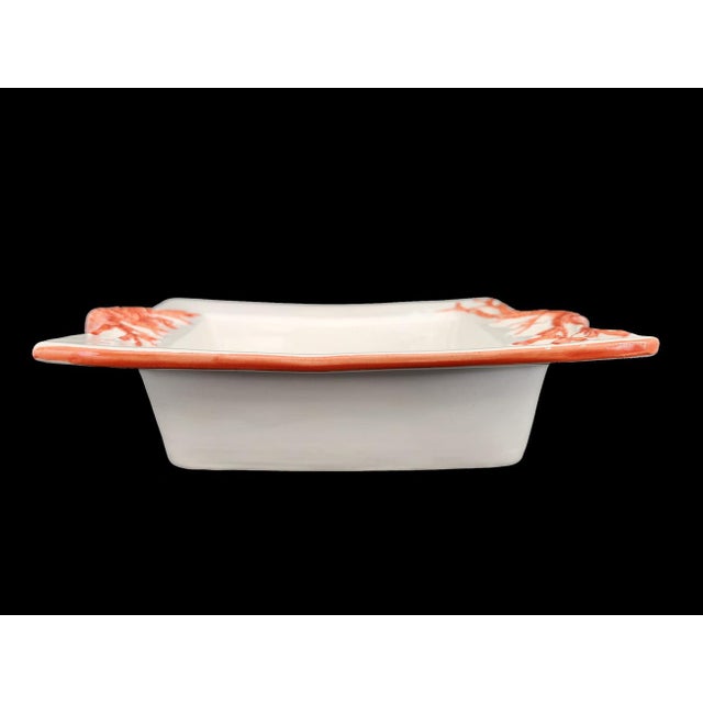 English Vintage Bassano, Italy Ceramic Ocean Reef Rectangular Catchall With Handcrafted Coral For Sale - Image 3 of 12