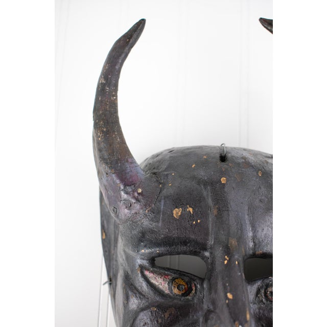 Mid 20th Century Mid 20th Century Hand Carved Devil / Demon Mask With Horns For Sale - Image 5 of 18
