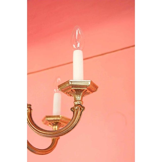 Polished Brass 6-Arm Chandelier For Sale - Image 3 of 7