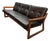 Mid-Century Modern Sofa in Teak with Black Leather Cushions by Sven Ellekaer for Komfort, Denmark, 1970s For Sale
