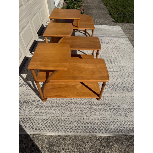 Heywood Wakefield Ashcraft Line Three Tier Step Tables and Two Tiered Corner Table For Sale - Image 15 of 16