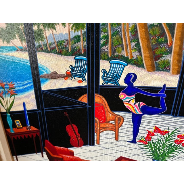 Black "Life's a Beach" Late 20th Century Interior Serigraph on Canvas by Francois Ledan For Sale - Image 8 of 11