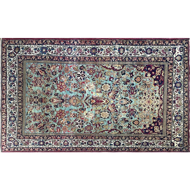 Green Antique Persian Isfahan Rug 4'4" X 6'11" Circa 1880 For Sale - Image 8 of 10