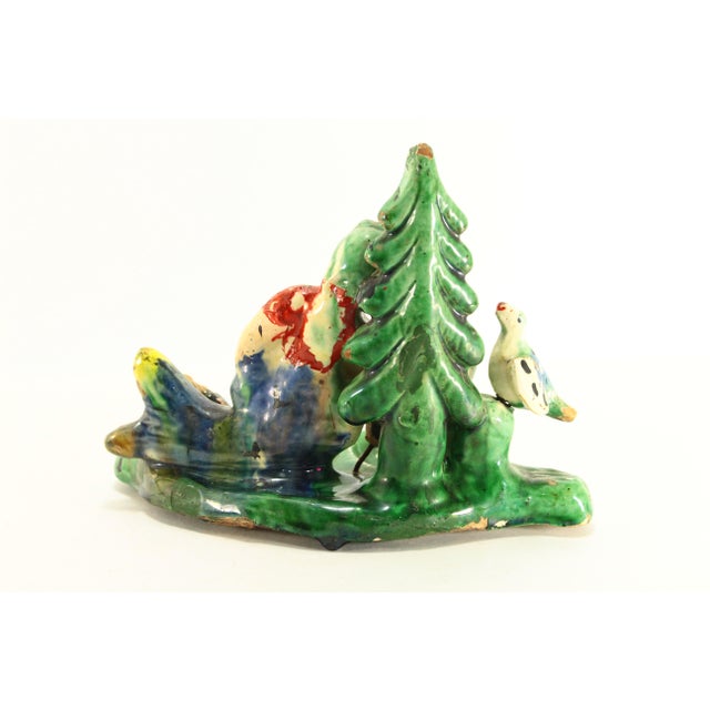 Forest Green Ea. 1900's Painted Terracotta Mermaid in Forest Figurine Whimsical Folk Art For Sale - Image 8 of 12