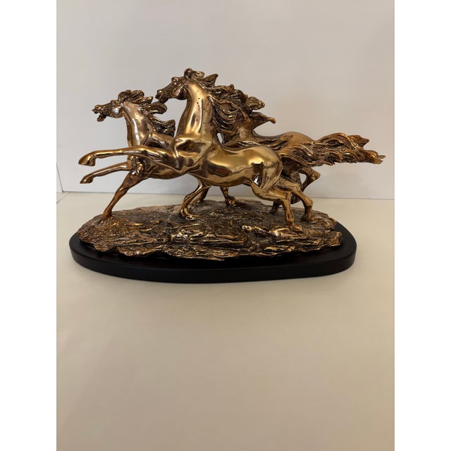 Metal Vintage Horse Sculpture, Depicting "Wild Running Horses" For Sale - Image 7 of 8