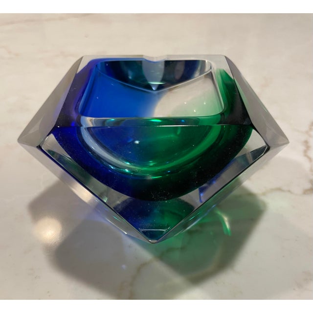 Mid-Century Modern Murano Glass Geometric Ashtray Bowl For Sale - Image 3 of 6