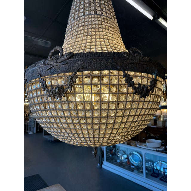 Mid 20th Century French Empire Crystal Chandelier For Sale - Image 5 of 10